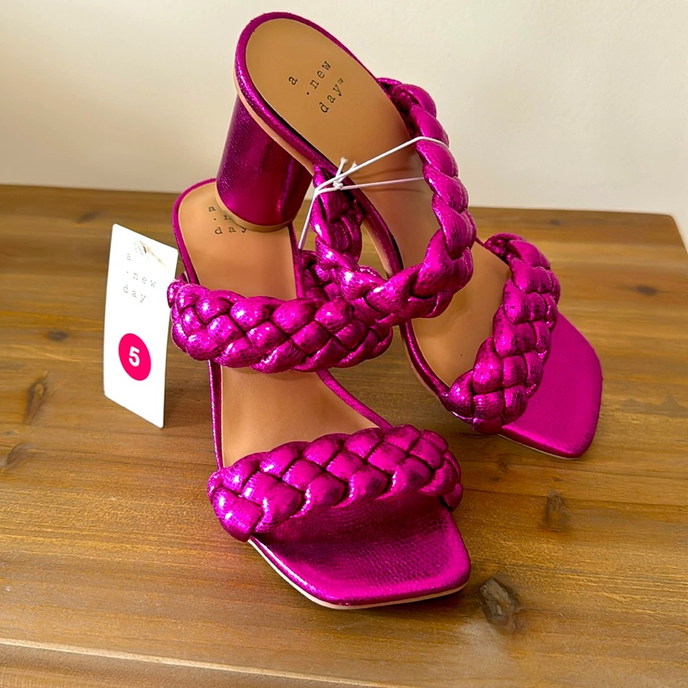 pink metallic heels